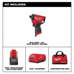 Milwaukee M12 FUEL 12-Volt Lithium-Ion Brushless Cordless 1/4 in. Hex Impact Driver Compact Kit W 2.0Ah Battery and Bag -Power Tools Sales Store milwaukee impact drivers 3453 21 40 1000