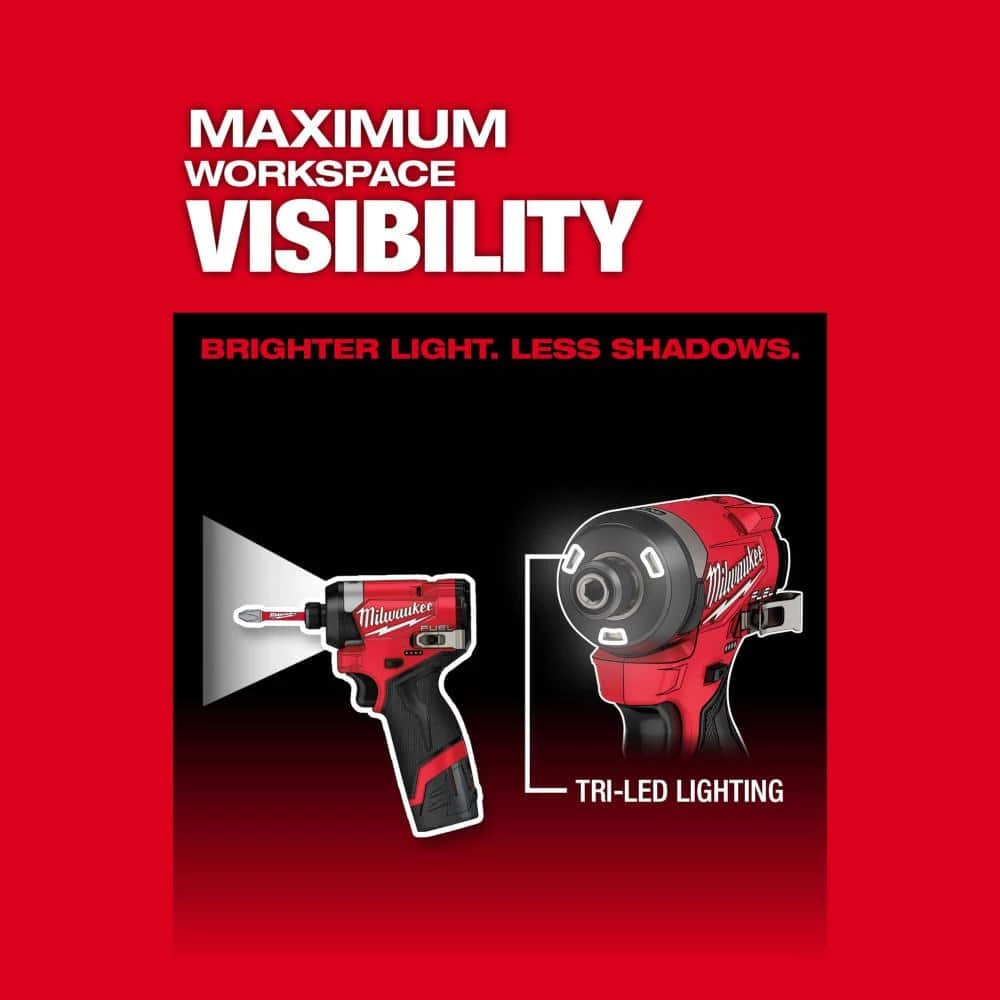 Milwaukee M12 FUEL 12-Volt Lithium-Ion Brushless Cordless 1/4 in. Hex Impact Driver Kit w/6.0 Ah Battery 9 Milwaukee M12 FUEL 12-Volt Lithium-Ion Brushless Cordless 1/4 in. Hex Impact Driver Kit w/6.0 Ah Battery - Image 7