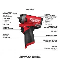 Milwaukee M12 FUEL 12V Lithium-Ion Brushless Cordless Stubby 1/4 in. Impact Wrench with Protective Boot -Power Tools Sales Store milwaukee impact wrenches 2552 20 49 16 2554 a0 1000