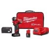 Milwaukee M12 FUEL 12V Li-Ion Cordless Stubby 1/4 in. Impact Wrench Kit with Protective Boot, One 4.0 and One 2.0Ah Battery