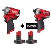 Milwaukee M12 FUEL 12V Lithium-Ion Brushless Cordless Stubby 3/8 in. Impact Wrench and Impact Driver with Two 3.0 Ah Batteries 2 Milwaukee M12 FUEL 12V Lithium-Ion Brushless Cordless Stubby 3/8 in. Impact Wrench and Impact Driver with Two 3.0 Ah Batteries -Power Tools Sales Store milwaukee impact wrenches 2554 20 2551 20 48 11 2412 64 1000