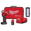 Milwaukee M12 FUEL 12V Li-Ion Brushless Cordless Stubby 3/8 in. Impact Wrench Kit with M12 Rover Service & Repair Flood Light