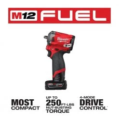 Milwaukee M12 FUEL 12V Lithium-Ion Brushless Cordless Stubby 3/8 in. Impact Wrench Kit with One 4.0 and One 2.0Ah Batteries 18 Milwaukee M12 FUEL 12V Lithium-Ion Brushless Cordless Stubby 3/8 in. Impact Wrench Kit with One 4.0 and One 2.0Ah Batteries -Power Tools Sales Store milwaukee impact wrenches 2554 22 40 1000