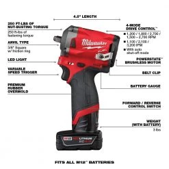 Milwaukee M12 FUEL 12V Brushless Cordless Stubby 3/8 in. Impact Wrench Kit with 3/8 in. Drive SAE/Metric Socket Set (43-Piece) 19 Milwaukee M12 FUEL 12V Brushless Cordless Stubby 3/8 in. Impact Wrench Kit with 3/8 in. Drive SAE/Metric Socket Set (43-Piece) -Power Tools Sales Store milwaukee impact wrenches 2554 22 49 66 7009 a0 1000