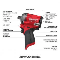 Milwaukee M12 FUEL 12V Lithium-Ion Brushless Cordless Stubby 1/2 in. Impact Wrench (Tool-Only) -Power Tools Sales Store milwaukee impact wrenches 2555 20 a0 1000
