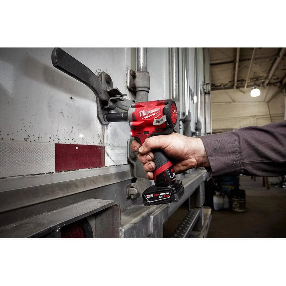 Milwaukee M12 FUEL 12V Lithium-Ion Brushless Cordless Stubby 1/2 in. Impact Wrench Kit With M12 4.0Ah Battery 12 Milwaukee M12 FUEL 12V Lithium-Ion Brushless Cordless Stubby 1/2 in. Impact Wrench Kit With M12 4.0Ah Battery - Image 10