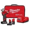 Milwaukee M12 FUEL 12V Lithium-Ion Brushless Cordless Stubby 1/2 in. Impact Wrench Kit With M12 4.0Ah Battery