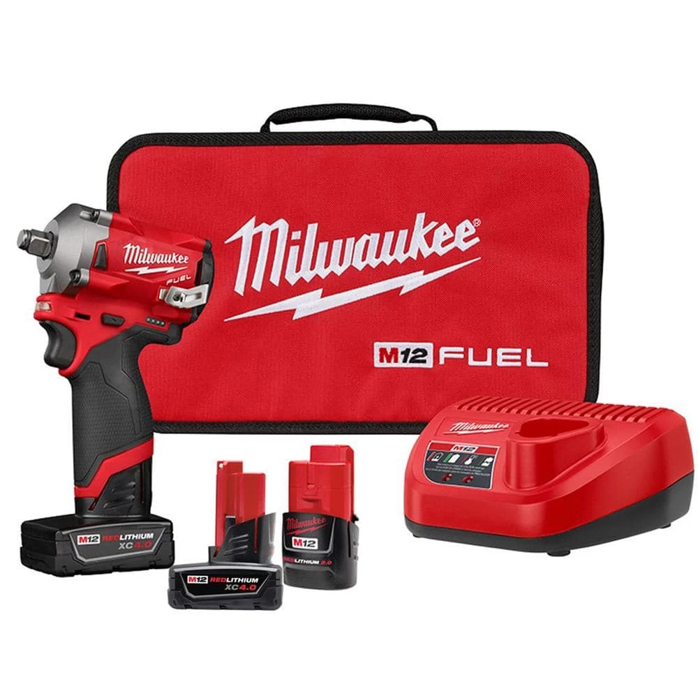 Milwaukee M12 FUEL 12V Lithium-Ion Brushless Cordless Stubby 1/2 in. Impact Wrench Kit With M12 4.0Ah Battery 3 Milwaukee M12 FUEL 12V Lithium-Ion Brushless Cordless Stubby 1/2 in. Impact Wrench Kit With M12 4.0Ah Battery