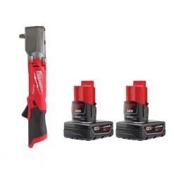 Milwaukee M12 FUEL 12V Lithium-Ion Brushless Cordless 3/8 in. Right Angle Impact Wrench With 3.0 Ah Battery Pack (2-Pack)