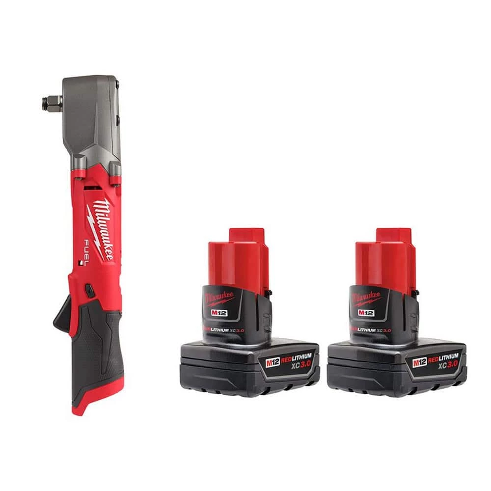 Milwaukee M12 FUEL 12V Lithium-Ion Brushless Cordless 1/2 in. Right Angle Impact Wrench With 3.0 Ah Battery Pack (2-Pack) 3 Milwaukee M12 FUEL 12V Lithium-Ion Brushless Cordless 1/2 in. Right Angle Impact Wrench With 3.0 Ah Battery Pack (2-Pack)