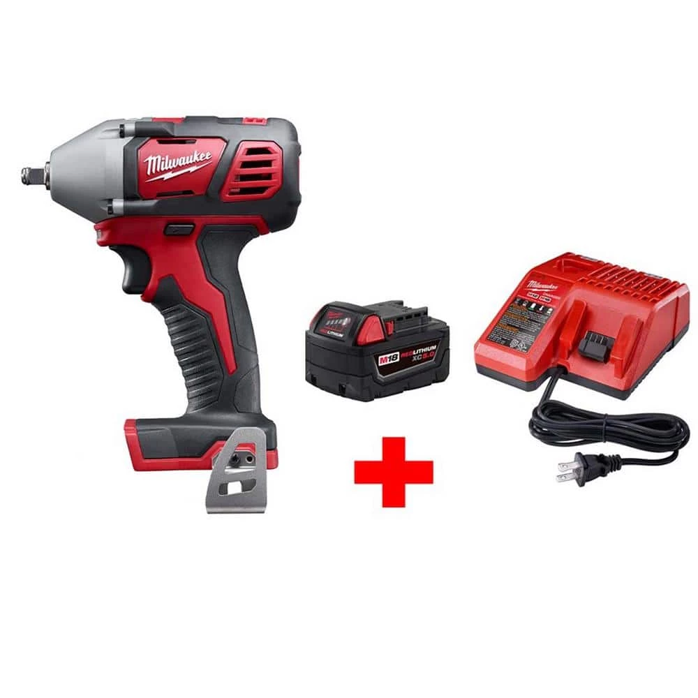 Milwaukee M18 18V Lithium-Ion Cordless 3/8 in. Impact Wrench W/ Friction Ring W/ M18 Starter Kit (1) 5.0Ah Battery & Charger 3 Milwaukee M18 18V Lithium-Ion Cordless 3/8 in. Impact Wrench W/ Friction Ring W/ M18 Starter Kit (1) 5.0Ah Battery & Charger