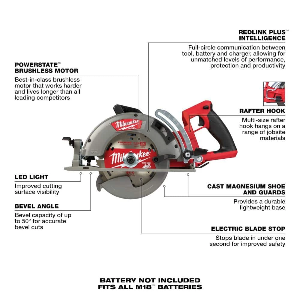 Milwaukee M18 FUEL GEN-3 18-Volt Lithium-Ion Brushless Cordless 3/8 in. Impact Wrench w/7-1/4 in. Circ, Two 6Ah HO Batteries 4 Milwaukee M18 FUEL GEN-3 18-Volt Lithium-Ion Brushless Cordless 3/8 in. Impact Wrench w/7-1/4 in. Circ, Two 6Ah HO Batteries - Image 2