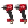 Milwaukee M18 FUEL GEN-2 18V Lithium-Ion Mid Torque Brushless Cordless 3/8 in. and 1/2 in Impact Wrench (2-Tool)