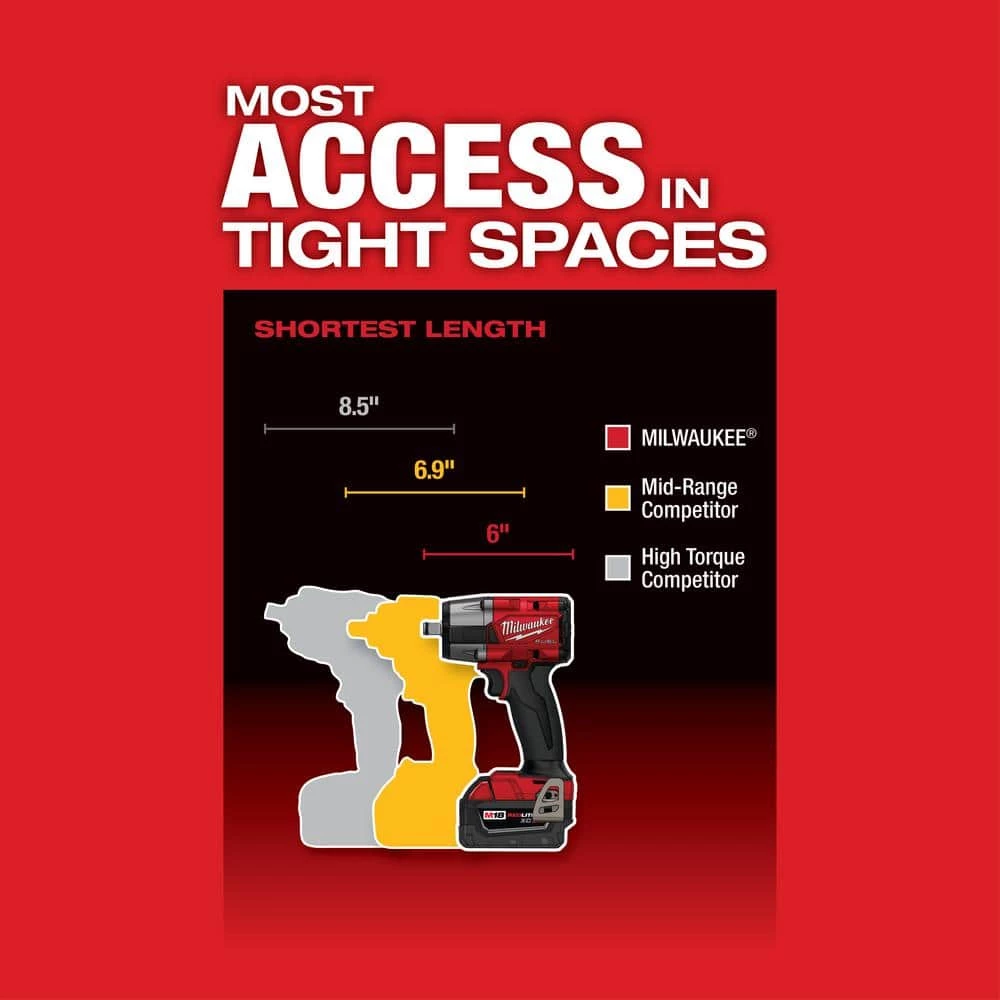 Milwaukee M18 FUEL Gen-2 18V Lithium-Ion Brushless Cordless Mid Torque 1/2 in. Impact Wrench with (1) 5.0 Ah Battery 7 Milwaukee M18 FUEL Gen-2 18V Lithium-Ion Brushless Cordless Mid Torque 1/2 in. Impact Wrench with (1) 5.0 Ah Battery - Image 5