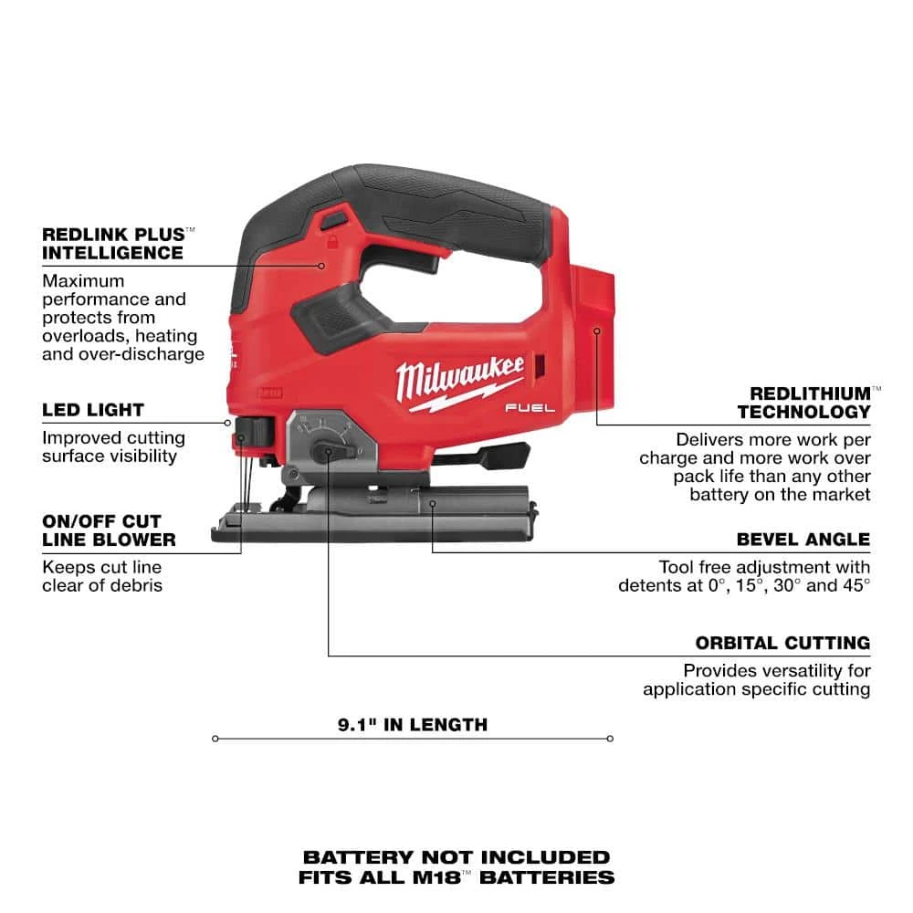 Milwaukee M18 FUEL 18V Lithium-Ion Brushless Cordless Jig Saw (Tool-Only) 6 Milwaukee M18 FUEL 18V Lithium-Ion Brushless Cordless Jig Saw (Tool-Only) - Image 4