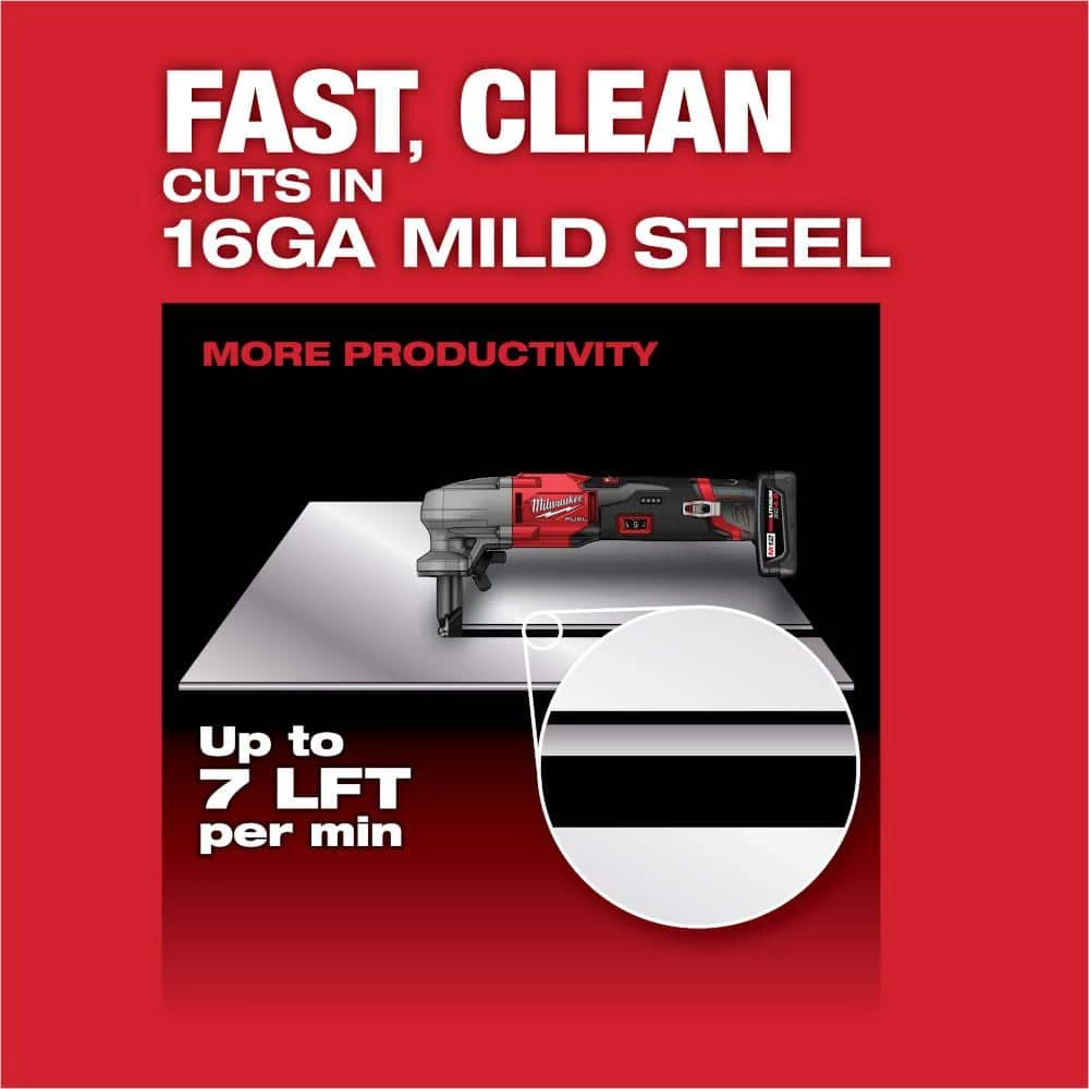 Milwaukee M12 FUEL 12-Volt Lithium-Ion Brushless Cordless 16-Gauge Variable Speed Nibbler (Tool-Only) 7 Milwaukee M12 FUEL 12-Volt Lithium-Ion Brushless Cordless 16-Gauge Variable Speed Nibbler (Tool-Only) - Image 5