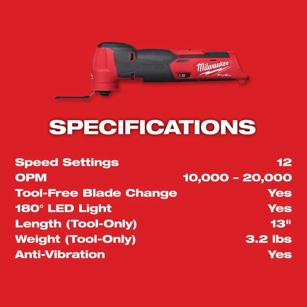 Milwaukee M12 FUEL 12V Lithium-Ion Cordless Oscillating Multi-Tool (Tool-Only) 9 Milwaukee M12 FUEL 12V Lithium-Ion Cordless Oscillating Multi-Tool (Tool-Only) - Image 7
