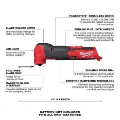 Milwaukee M12 FUEL 12V Lithium-Ion Cordless Oscillating Multi-Tool Kit w/High Output 2.5 Ah Battery, Charger, Accessories & Bag -Power Tools Sales Store milwaukee oscillating tools 2526 21ho 40 1000
