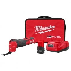 Milwaukee M12 FUEL 12V Lithium-Ion Cordless Oscillating Multi-Tool Kit w/High Output 2.5 Ah Battery, Charger, Accessories & Bag