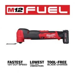 Milwaukee M12 FUEL 12V Lithium-Ion Cordless Oscillating Multi-Tool Kit with 4.0 Ah Battery, Charger, Accessories and Tool Bag -Power Tools Sales Store milwaukee oscillating tools 2526 21xc 40 1000