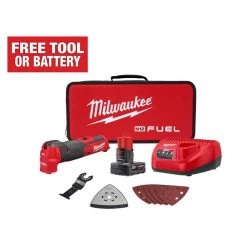 Milwaukee M12 FUEL 12V Lithium-Ion Cordless Oscillating Multi-Tool Kit with 4.0 Ah Battery, Charger, Accessories and Tool Bag
