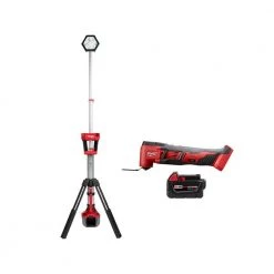 Milwaukee M18 18V Lithium-Ion Cordless Oscillating Multi-Tool with LED Tower Light and 5.0 Ah Battery