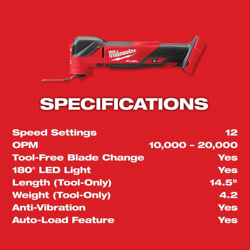 Milwaukee M18 FUEL 18-Volt Lithium-Ion Cordless Brushless Oscillating Multi-Tool with 5.0 Ah Battery 10 Milwaukee M18 FUEL 18-Volt Lithium-Ion Cordless Brushless Oscillating Multi-Tool with 5.0 Ah Battery - Image 8