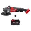Milwaukee M18 FUEL 18V Lithium-Ion Brushless Cordless 7 in. Variable Speed Polisher with M18 5.0 Ah Battery
