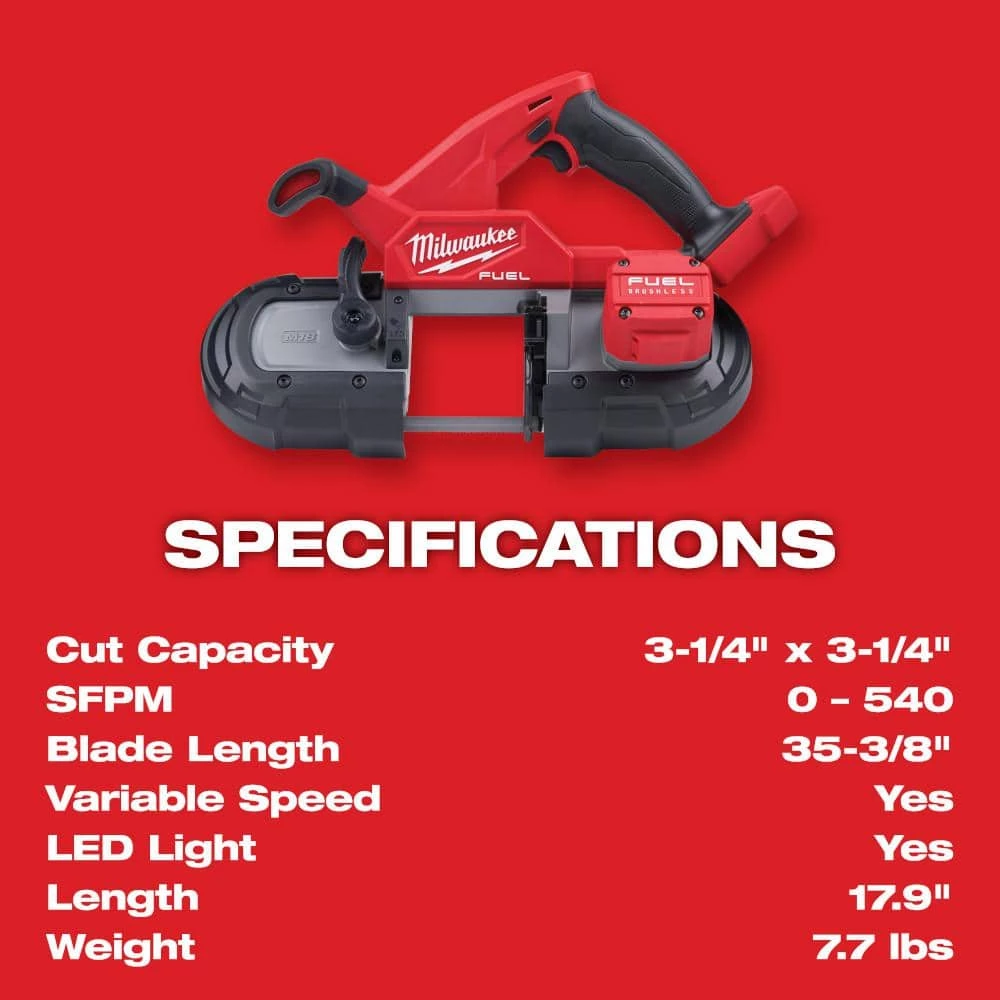 Milwaukee M18 FUEL 18V Lithium-Ion Brushless Cordless Compact Bandsaw (Tool-Only) 10 Milwaukee M18 FUEL 18V Lithium-Ion Brushless Cordless Compact Bandsaw (Tool-Only) - Image 8