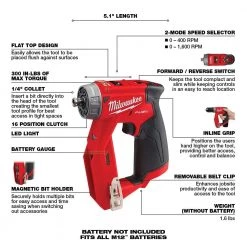 Milwaukee M12 FUEL 12V Lithium-Ion Brushless Cordless 4-in-1 Installation 3/8 in. Drill Driver with 4 Tool Head (Tool-Only) -Power Tools Sales Store milwaukee power drills 2505 20 1d 1000