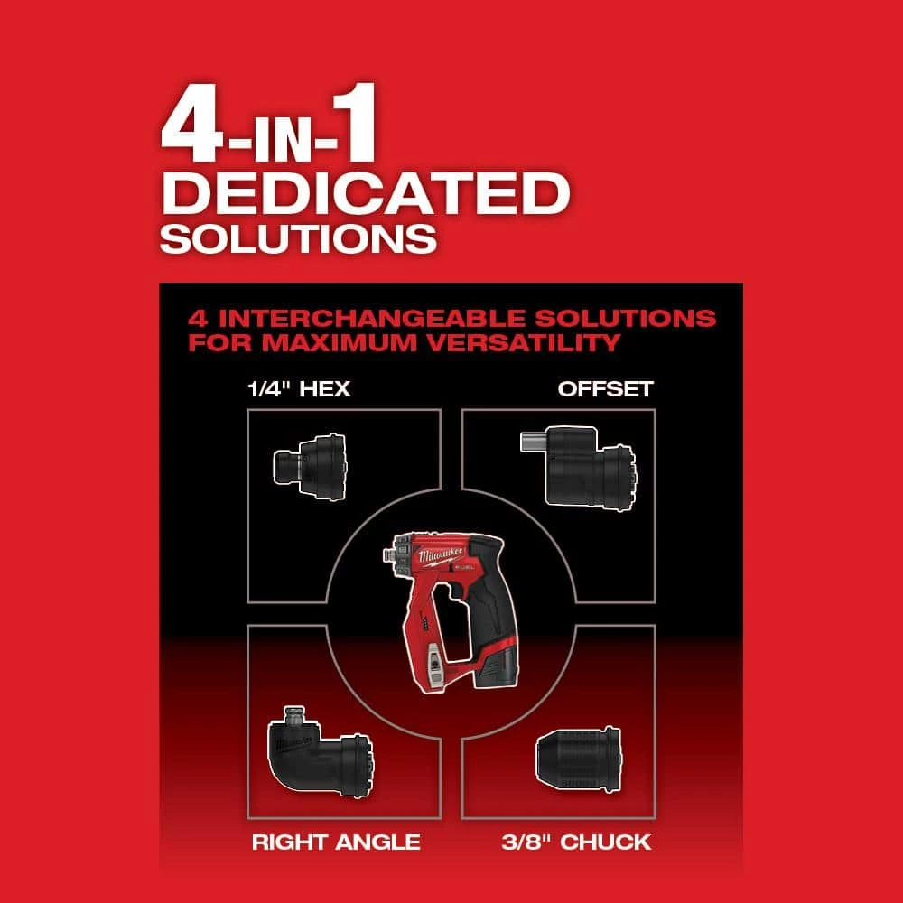 Milwaukee M12 FUEL 12V Lithium-Ion Brushless Cordless 4-in-1 Interchangeable 3/8 in. Drill Driver Kit with 6.0 Ah Battery 7 Milwaukee M12 FUEL 12V Lithium-Ion Brushless Cordless 4-in-1 Interchangeable 3/8 in. Drill Driver Kit with 6.0 Ah Battery - Image 5