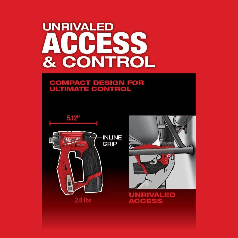 Milwaukee M12 FUEL 12V Lithium-Ion Brushless Cordless 4-in-1 Interchangeable 3/8 in. Drill Driver Kit with 6.0 Ah Battery 8 Milwaukee M12 FUEL 12V Lithium-Ion Brushless Cordless 4-in-1 Interchangeable 3/8 in. Drill Driver Kit with 6.0 Ah Battery - Image 6