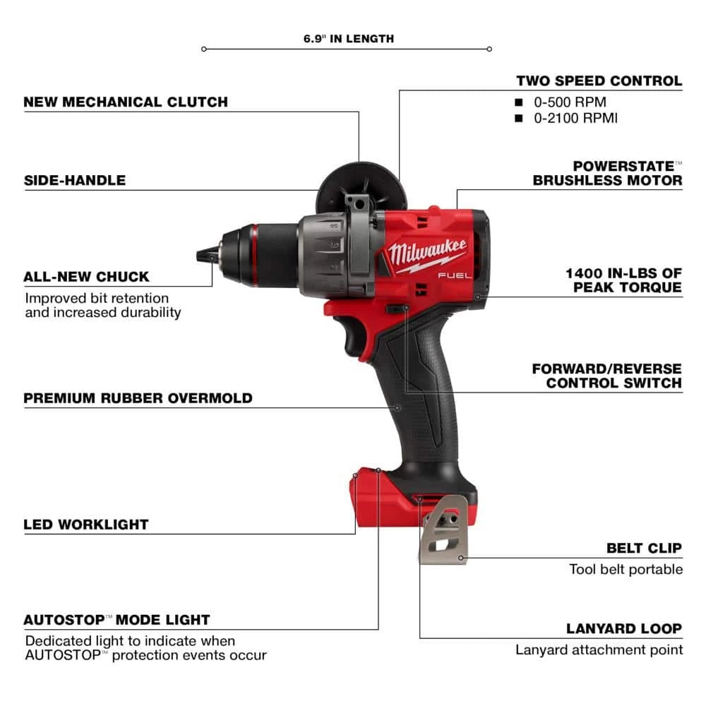 Milwaukee M18 FUEL 18-V Lithium-Ion Brushless Cordless 1/2 in. Drill/Driver with XC 5.0 Ah Battery 5 Milwaukee M18 FUEL 18-V Lithium-Ion Brushless Cordless 1/2 in. Drill/Driver with XC 5.0 Ah Battery - Image 3
