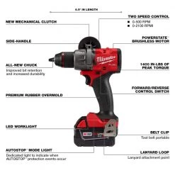 Milwaukee M18 FUEL 18-V Lithium-Ion Brushless Cordless 1/2 in. Drill/Driver Kit with (3) 5.0Ah Batteries, Charger and Hard Case 19 Milwaukee M18 FUEL 18-V Lithium-Ion Brushless Cordless 1/2 in. Drill/Driver Kit with (3) 5.0Ah Batteries, Charger and Hard Case -Power Tools Sales Store milwaukee power drills 2903 22 48 11 1850 a0 1000
