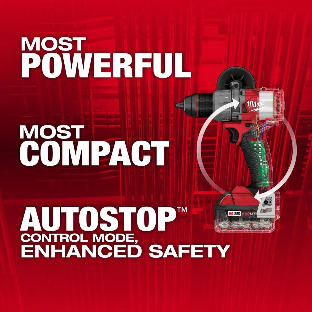 Milwaukee M18 FUEL 18-V Lithium-Ion Brushless Cordless 1/2 in. Drill/Driver Kit with (3) 5.0Ah Batteries, Charger and Hard Case 4 Milwaukee M18 FUEL 18-V Lithium-Ion Brushless Cordless 1/2 in. Drill/Driver Kit with (3) 5.0Ah Batteries, Charger and Hard Case - Image 2