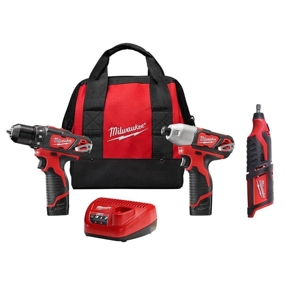 Milwaukee M12 12V Lithium-Ion Cordless Drill Driver/Impact Driver Combo Kit (2-Tool) with M12 Rotary Tool 3 Milwaukee M12 12V Lithium-Ion Cordless Drill Driver/Impact Driver Combo Kit (2-Tool) with M12 Rotary Tool