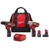 Milwaukee M12 12V Lithium-Ion Cordless Drill Driver/Impact Driver Combo Kit with One 6.0 Ah and One 3.0 Ah Battery Packs