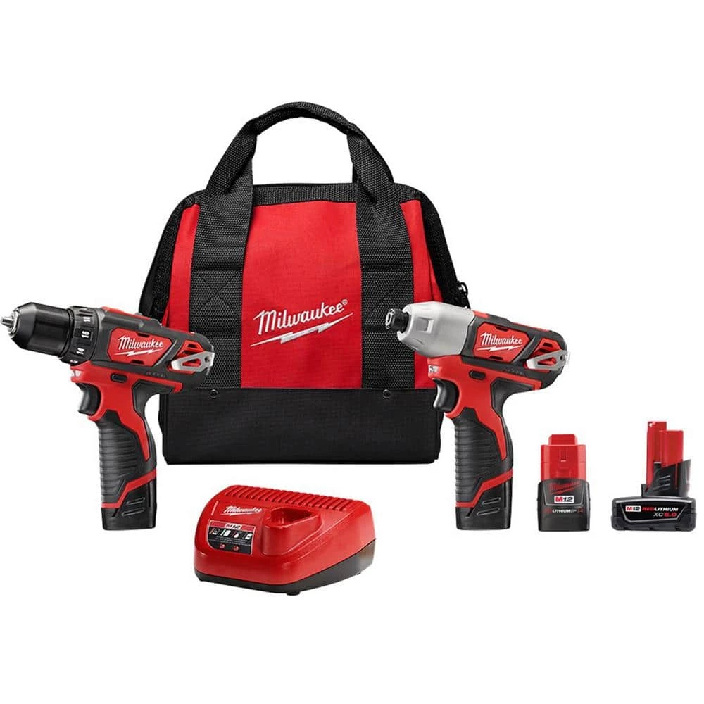 Milwaukee M12 12V Lithium-Ion Cordless Drill Driver/Impact Driver Combo Kit with One 6.0 Ah and One 3.0 Ah Battery Packs 3 Milwaukee M12 12V Lithium-Ion Cordless Drill Driver/Impact Driver Combo Kit with One 6.0 Ah and One 3.0 Ah Battery Packs