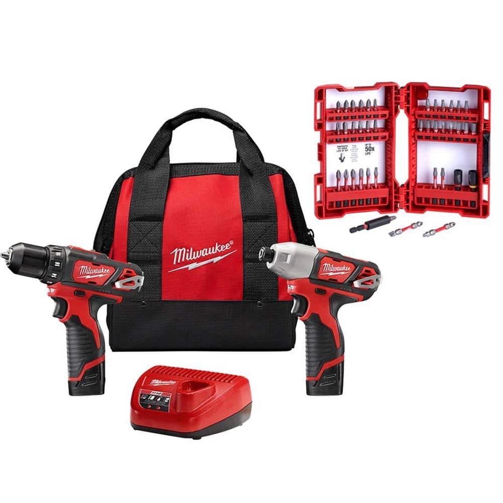 Milwaukee M12 12V Lithium-Ion Cordless Drill Driver/Impact Driver Combo Kit (2-Tool) w/ Impact Duty Driver Bit Set (40-Piece) 3 Milwaukee M12 12V Lithium-Ion Cordless Drill Driver/Impact Driver Combo Kit (2-Tool) w/ Impact Duty Driver Bit Set (40-Piece)