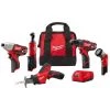 Milwaukee M12 12V Lithium-Ion Cordless Combo Kit (5-Tool) with Two 1.5 Ah Batteries, Charger and Tool Bag -Power Tools Sales Store milwaukee power tool combo kits 2498 25h 64 1000