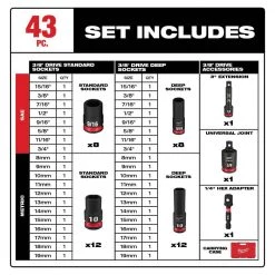 Milwaukee M18/M12V Lithium-Ion Cordless 3/8 in. Ratchet 1/2 in. Impact Wrench 3/8 in. SAE/Metric Impact Socket Set (43-Piece) -Power Tools Sales Store milwaukee power tool combo kits 2663 22rh 49 66 7009 40 1000