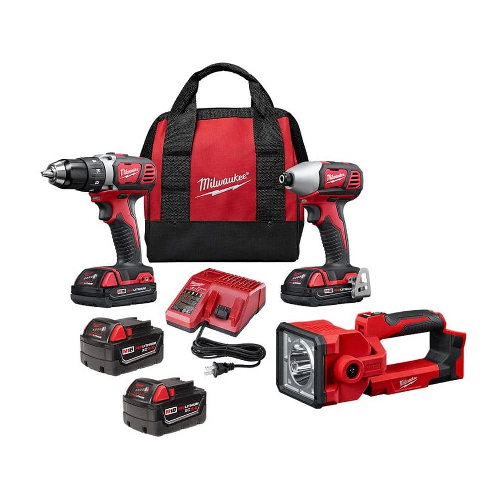 Milwaukee M18 18V Lithium-Ion Cordless Drill Driver/Impact Driver Combo Kit (2-Tool) w/LED Search Light & Two 3.0Ah Batteries 3 Milwaukee M18 18V Lithium-Ion Cordless Drill Driver/Impact Driver Combo Kit (2-Tool) w/LED Search Light & Two 3.0Ah Batteries