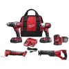 Milwaukee M18 18V Lithium-Ion Cordless Drill Driver/Impact Driver/Reciprocating Saw/Multi-Tool Combo Kit (4-Tool) W/ Sander