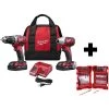 Milwaukee M18 18V Lithium-Ion Cordless Drill Driver/Impact Driver Combo Kit (2-Tool) W/ 50PC Driving Bit Set