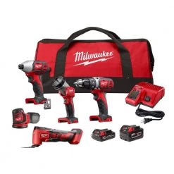 Milwaukee M18 18V Lithium-Ion Cordless Combo Tool Kit (5-Tool) with 3.0 Ah and 1.5 Ah Batteries, Charger and Tool Bag