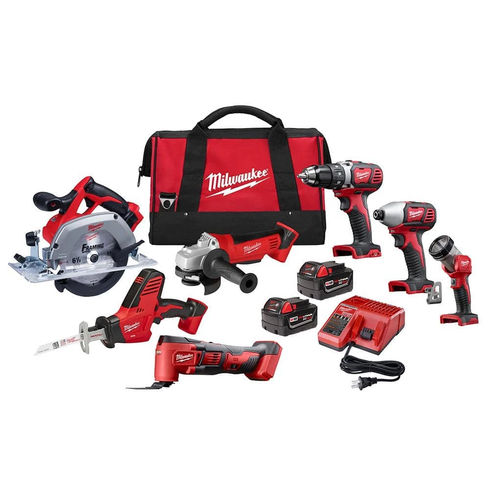 Milwaukee M18 18V Lithium-Ion Cordless Combo Tool Kit (7-Tool) with Two 3.0 Ah Batteries, Charger and Tool Bag 3 Milwaukee M18 18V Lithium-Ion Cordless Combo Tool Kit (7-Tool) with Two 3.0 Ah Batteries, Charger and Tool Bag