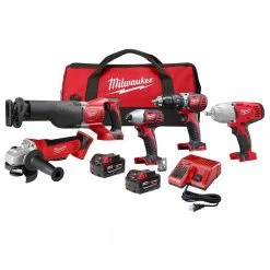 Milwaukee M18 18V Lithium-Ion Cordless Combo Tool Kit (5-Tool) with Two 3.0 Ah Batteries, Charger and Tool Bag