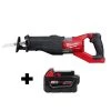 Milwaukee M18 FUEL 18V Lithium-Ion Brushless Cordless SUPER SAWZALL Orbital Reciprocating Saw with M18 5.0 Ah Battery