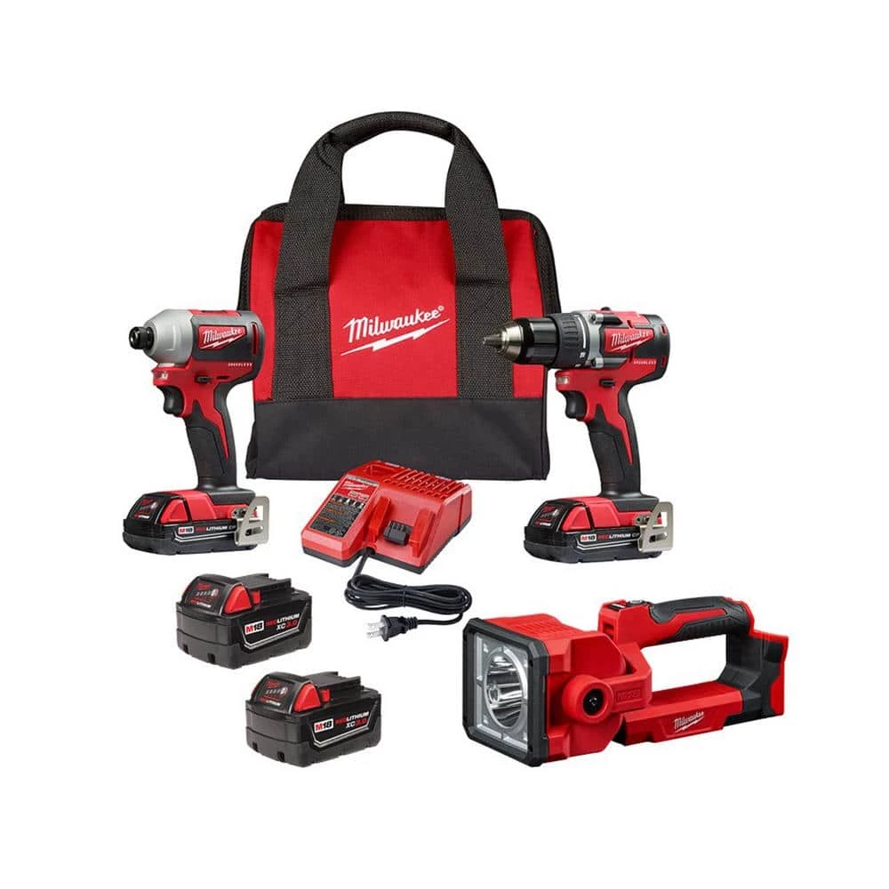 Milwaukee M18 18V Lithium-Ion Brushless Cordless Compact Drill/Impact Combo Kit (2-Tool) W/LED Search Light, Two 3.0Ah Batt 3 Milwaukee M18 18V Lithium-Ion Brushless Cordless Compact Drill/Impact Combo Kit (2-Tool) W/LED Search Light, Two 3.0Ah Batt