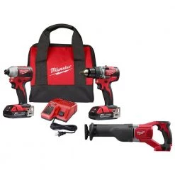 Milwaukee M18 18V Lithium-Ion Brushless Cordless Compact Drill/Impact Combo Kit (2-Tool) with Reciprocating Saw